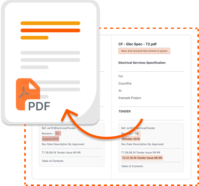 Document comparison saved as PDF record
