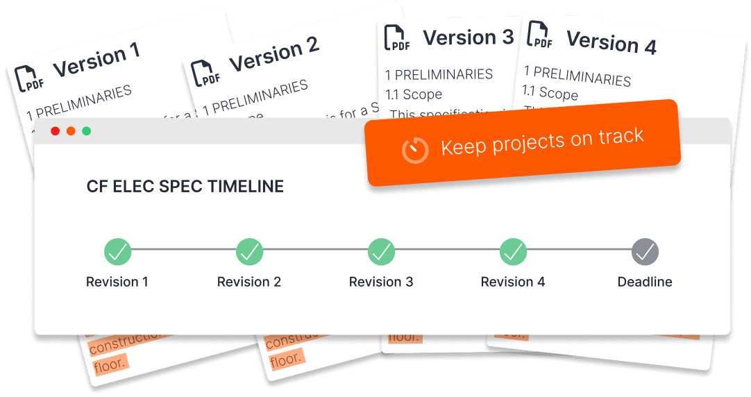 Revision timeline showing multiple spec versions